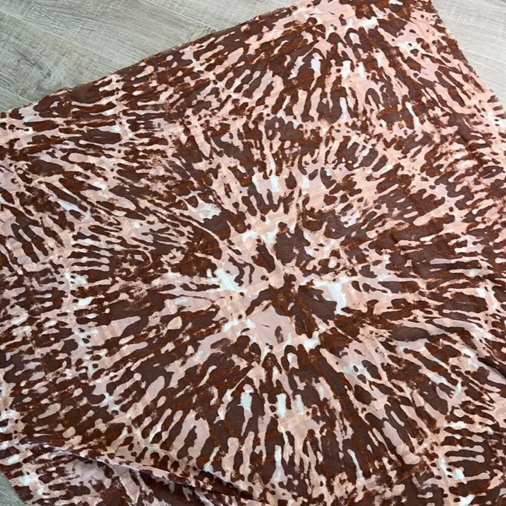 NWT CEJON Women's Rust Brown Tie Dye Fringe Wrap Scarf